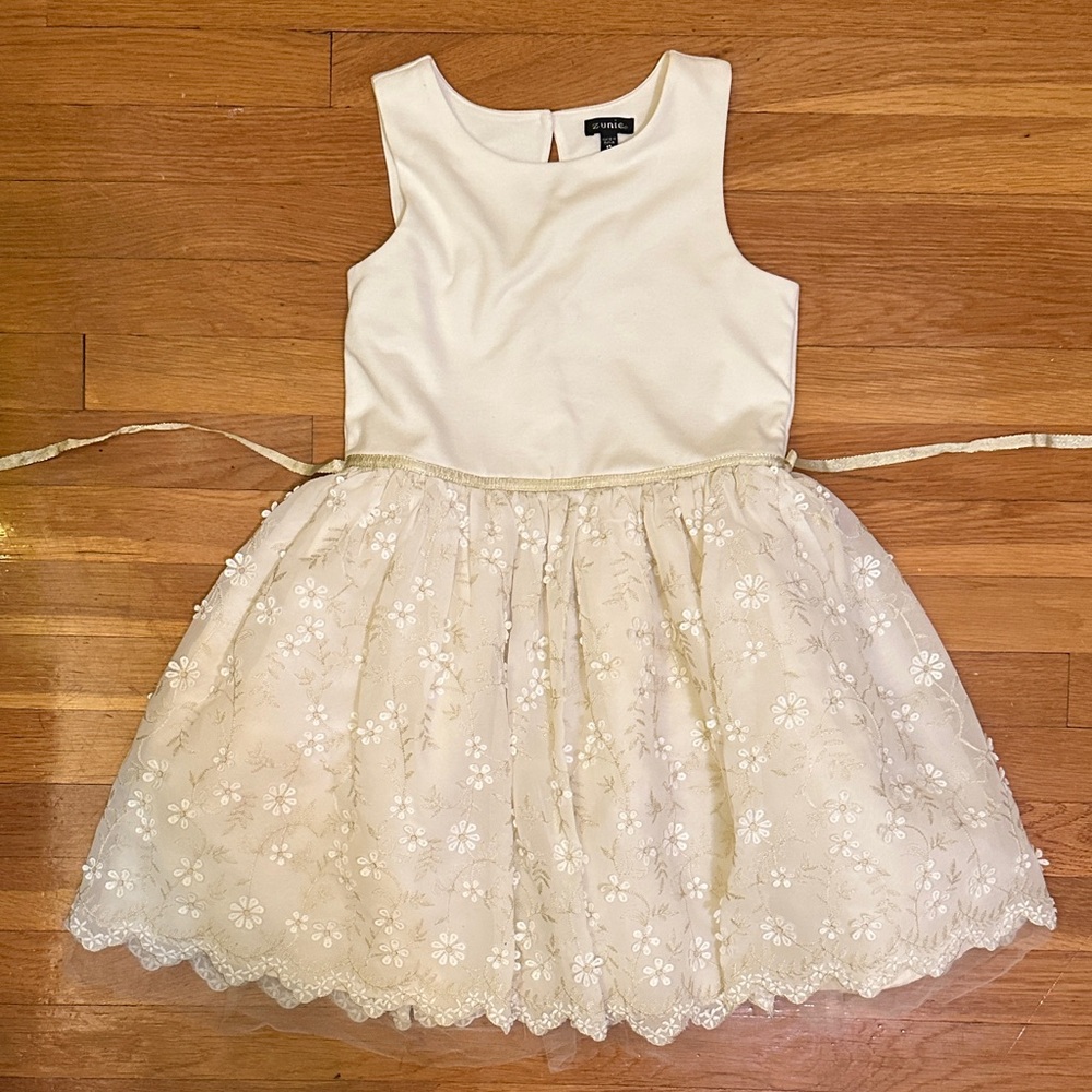 Zunie Cream Floral Kids Dress